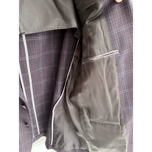 Calvin Klein Purple Plaid Blazer Men’s 38S | Wool Blend Sport Coat - Picture 7 of 9